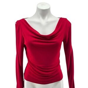 Vintage Niche USA Red Cowl Neck Cutout Long Sleeve Blouse Top Women’s Large